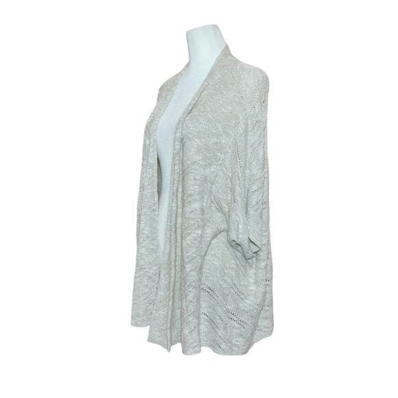 EILEEN FISHER Open Knit Sweater Cardigan Women L Linen Cover Up Flowy Luxury - Picture 4 of 10